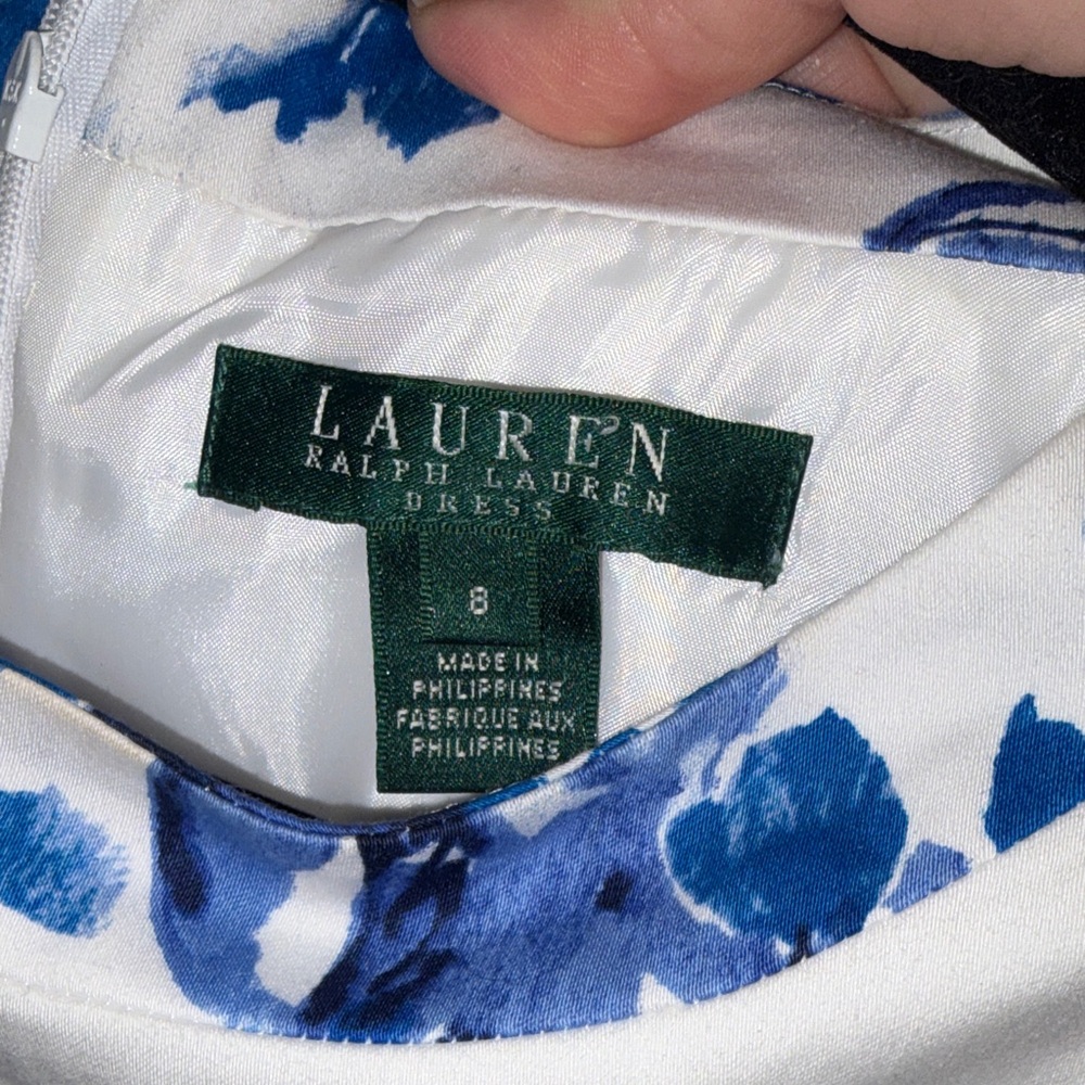 Lauren Ralph Lauren White Dress with Blue Floral Accents - Picture 6 of 9